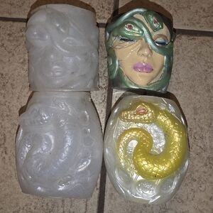 Lot Of 2 Planter Molds For Epoxy Resin Medusa & Snake With Egg For Casting
